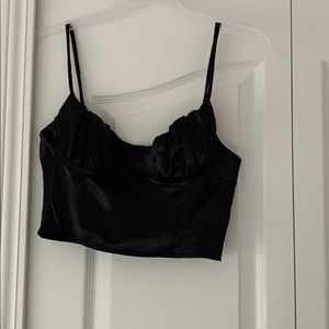 Black silky crop top
